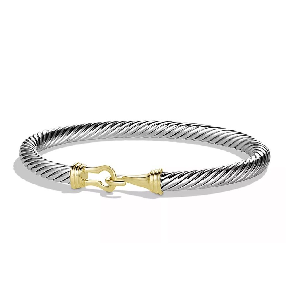 DAVID YURMAN: Buckle Beacelet in Sterling Silver with 14K Yellow Gold, 5mm